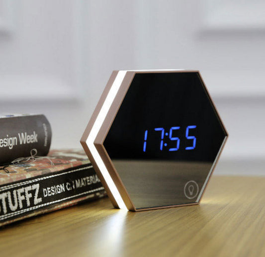 LED Mirror Digital Alarm Clock with Temperature Display