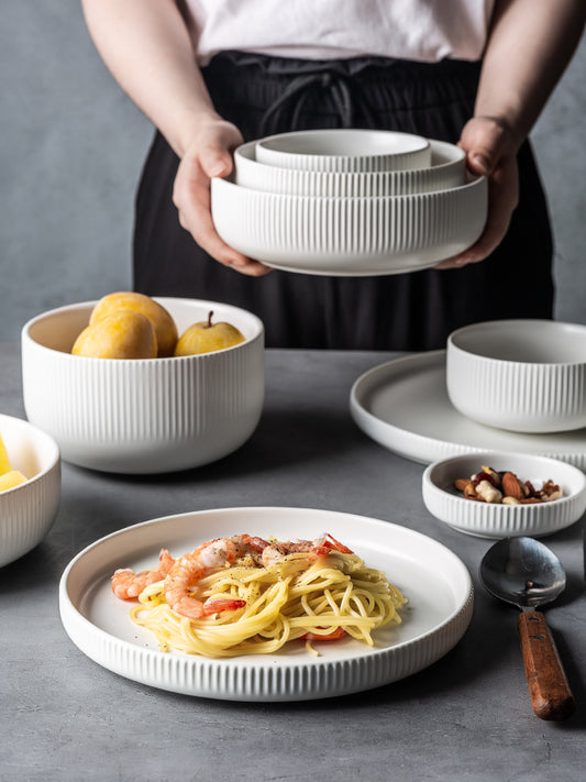 Nordic Japanese Steak & Dinner Plate Set — Minimalist Ceramic Tableware