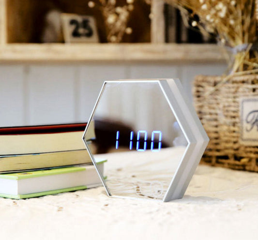 LED Mirror Digital Alarm Clock with Temperature Display