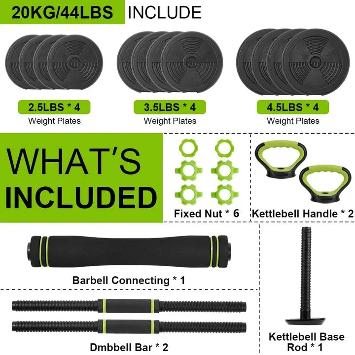 Adjustable Dumbbells 44/66/88Lbs - 4 In 1 Weight Set with Connector