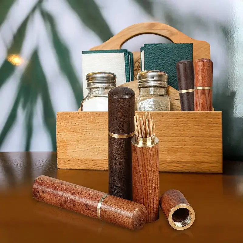 Portable Wooden Toothpick Holder for Living Room Use